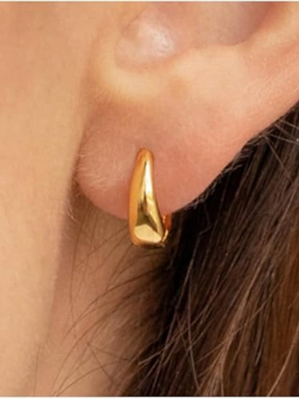 14K Gold Plated Paperclip Link Drop Earrings – Dainty Chunky Huggie Hoops